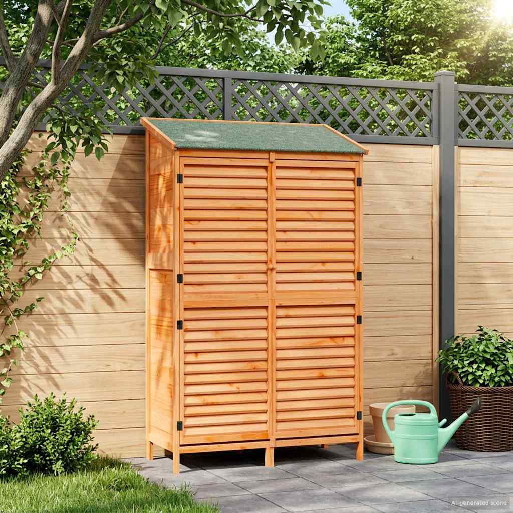 Tuinschuur met dak Bruin 106 x 56 x 176,5 cm Massief Vurenhout