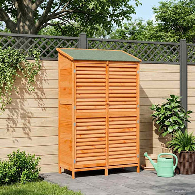 Tuinschuur met dak Bruin 106 x 56 x 176,5 cm Massief Vurenhout