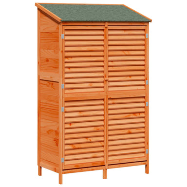 Tuinschuur met dak Bruin 106 x 56 x 176,5 cm Massief Vurenhout