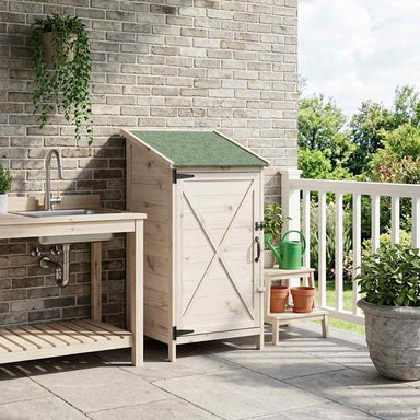 Tuinschuur met dak Wit 59,5 x 56 x 113,5 cm Massief Vurenhout