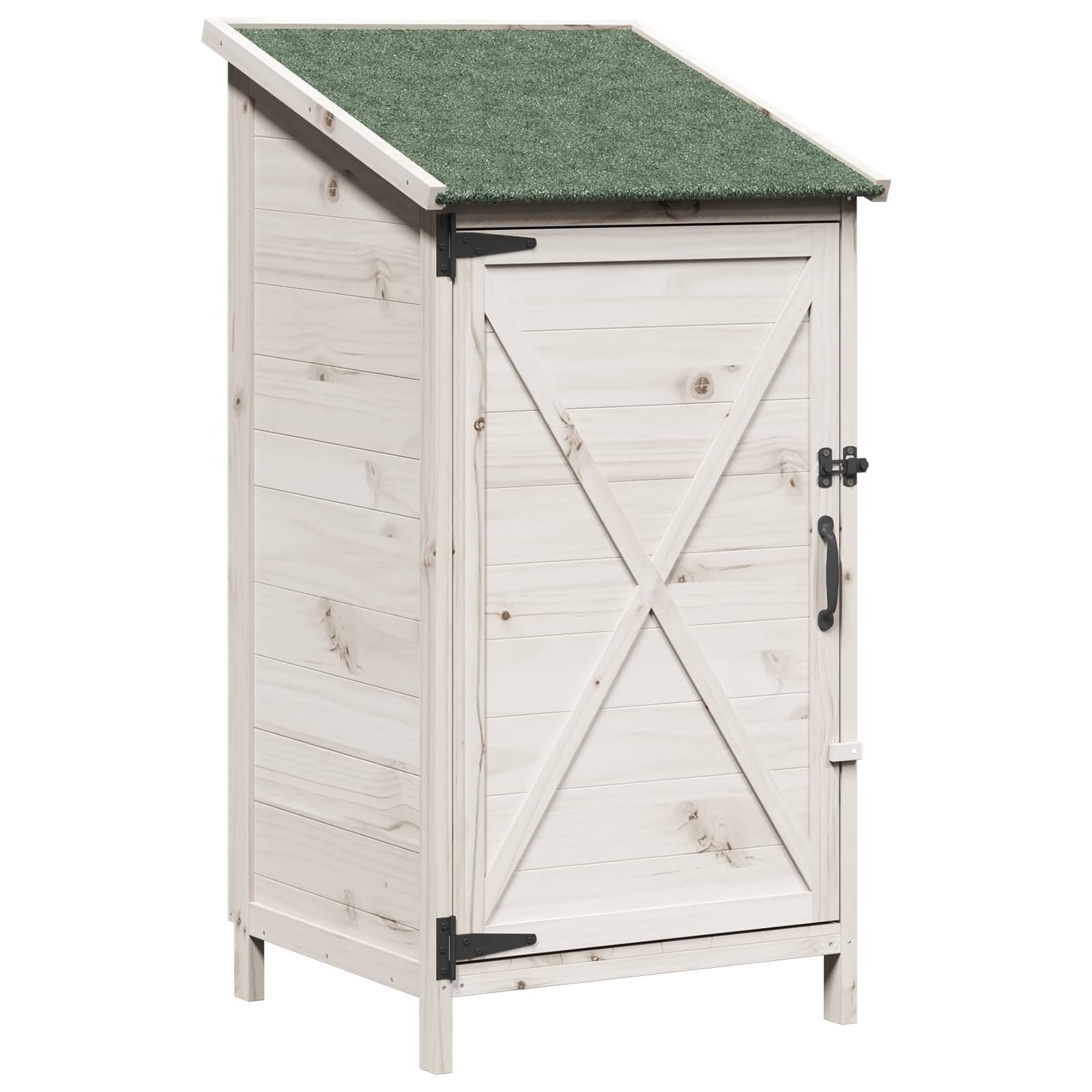 Tuinschuur met dak Wit 59,5 x 56 x 113,5 cm Massief Vurenhout