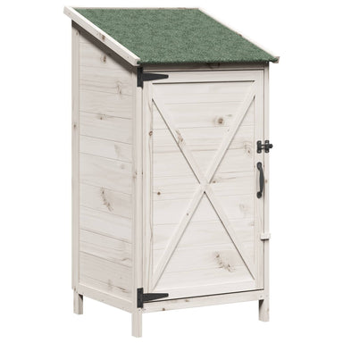 Tuinschuur met dak Wit 59,5 x 56 x 113,5 cm Massief Vurenhout