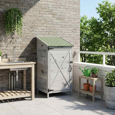 Tuinschuur met dak Grijs 59,5 x 56 x 113,5 cm Massief Vurenhout
