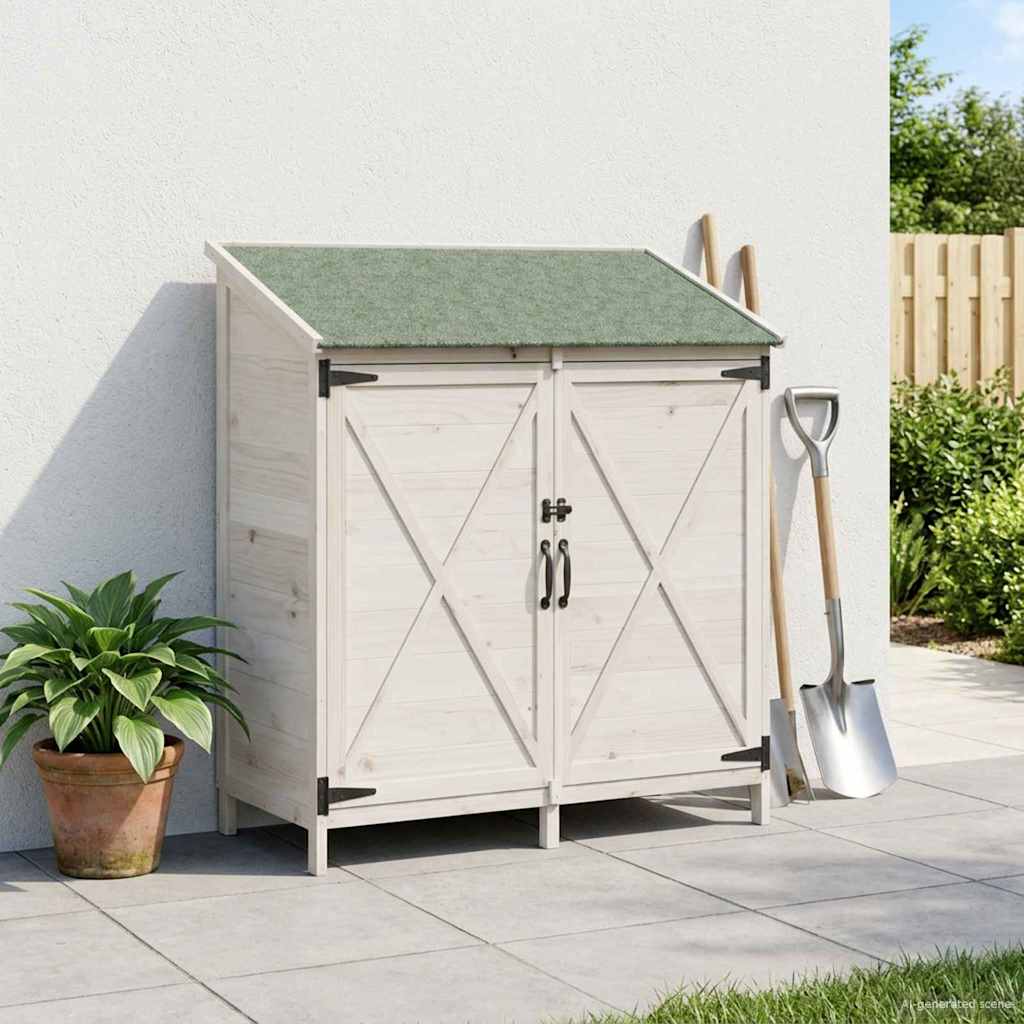 Tuinschuur met dak Wit 106 x 56 x 113,5 cm Massief Vurenhout