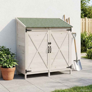 Tuinschuur met dak Wit 106 x 56 x 113,5 cm Massief Vurenhout
