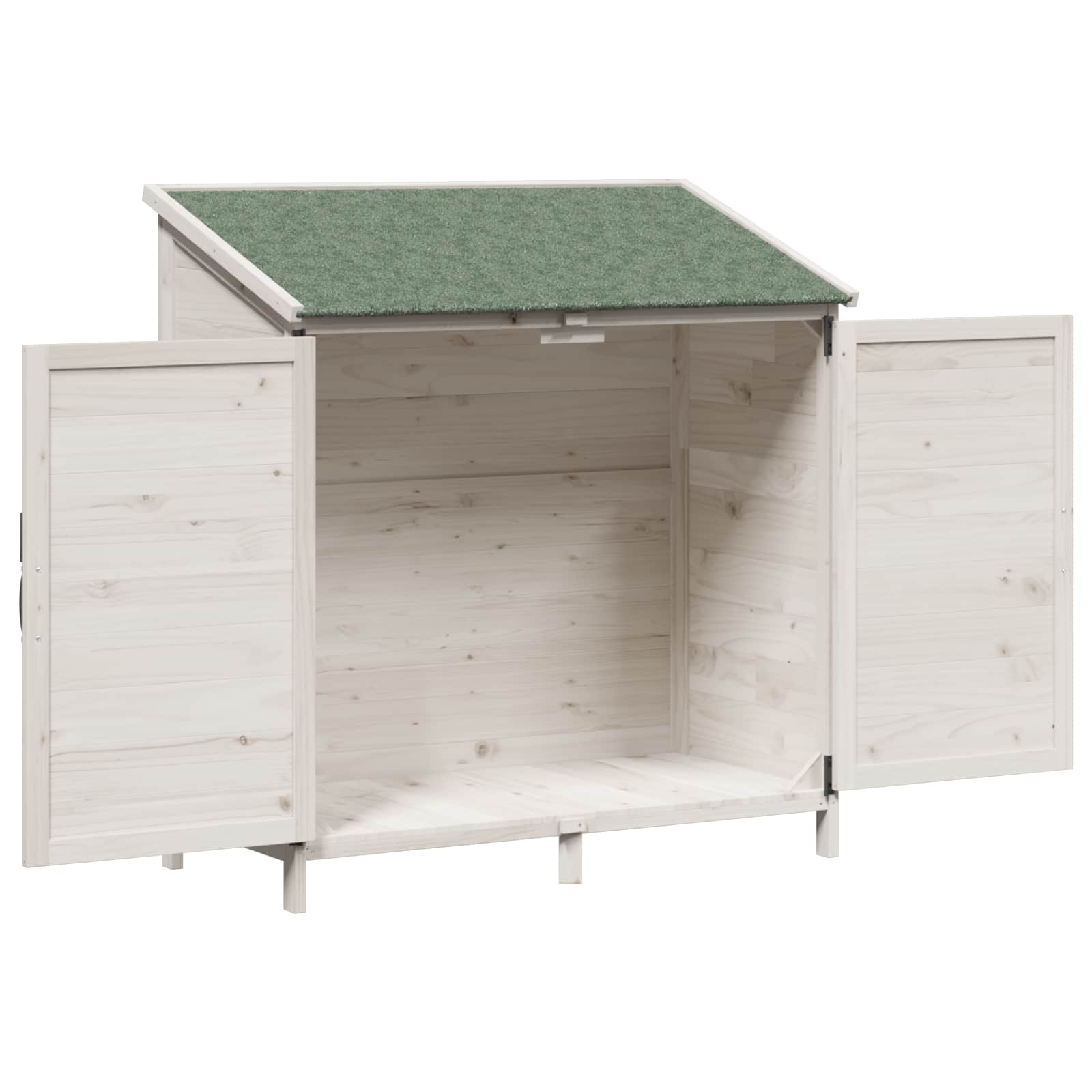 Tuinschuur met dak Wit 106 x 56 x 113,5 cm Massief Vurenhout