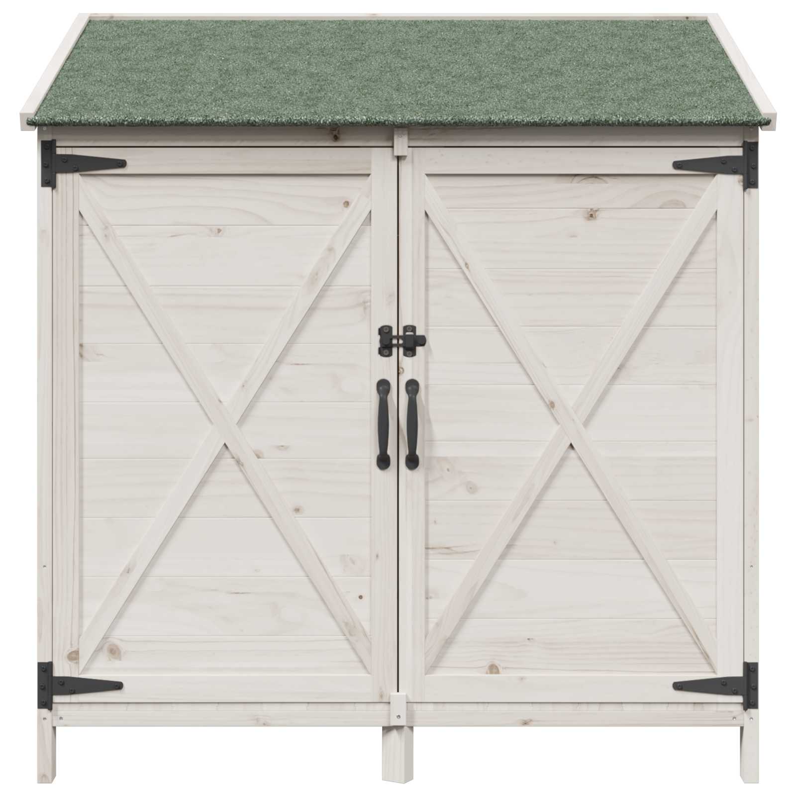 Tuinschuur met dak Wit 106 x 56 x 113,5 cm Massief Vurenhout