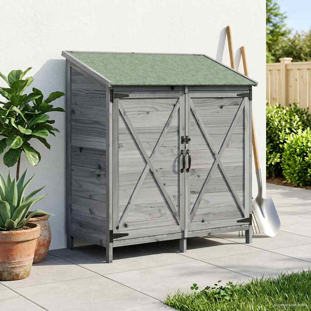 Tuinschuur met dak Grijs 106 x 56 x 113,5 cm Massief Vurenhout