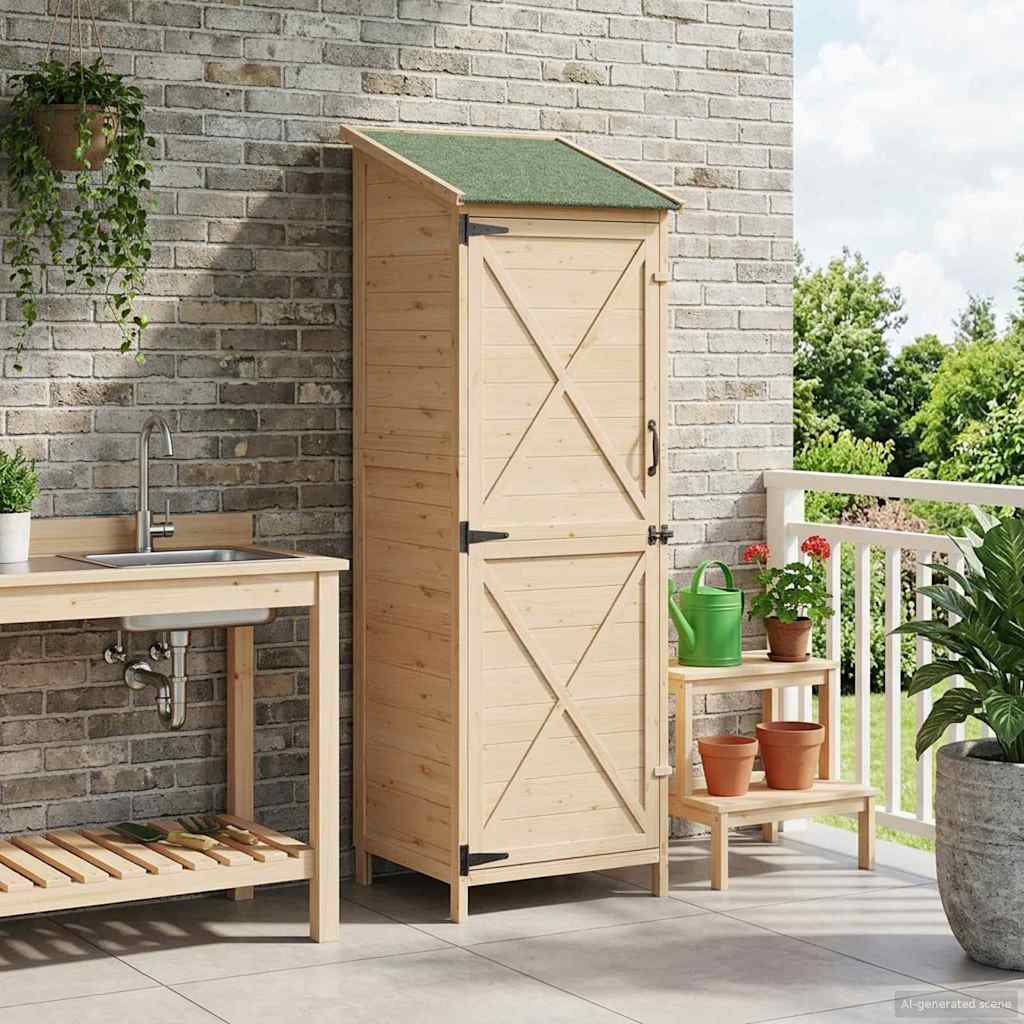 Tuinschuur Naturel 59,5 x 56 x 176,5 cm Massief Vurenhout