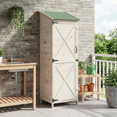 Tuinschuur met dak Wit 59,5 x 56 x 176,5 cm Massief Vurenhout
