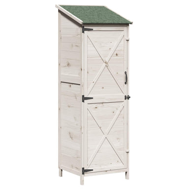 Tuinschuur met dak Wit 59,5 x 56 x 176,5 cm Massief Vurenhout