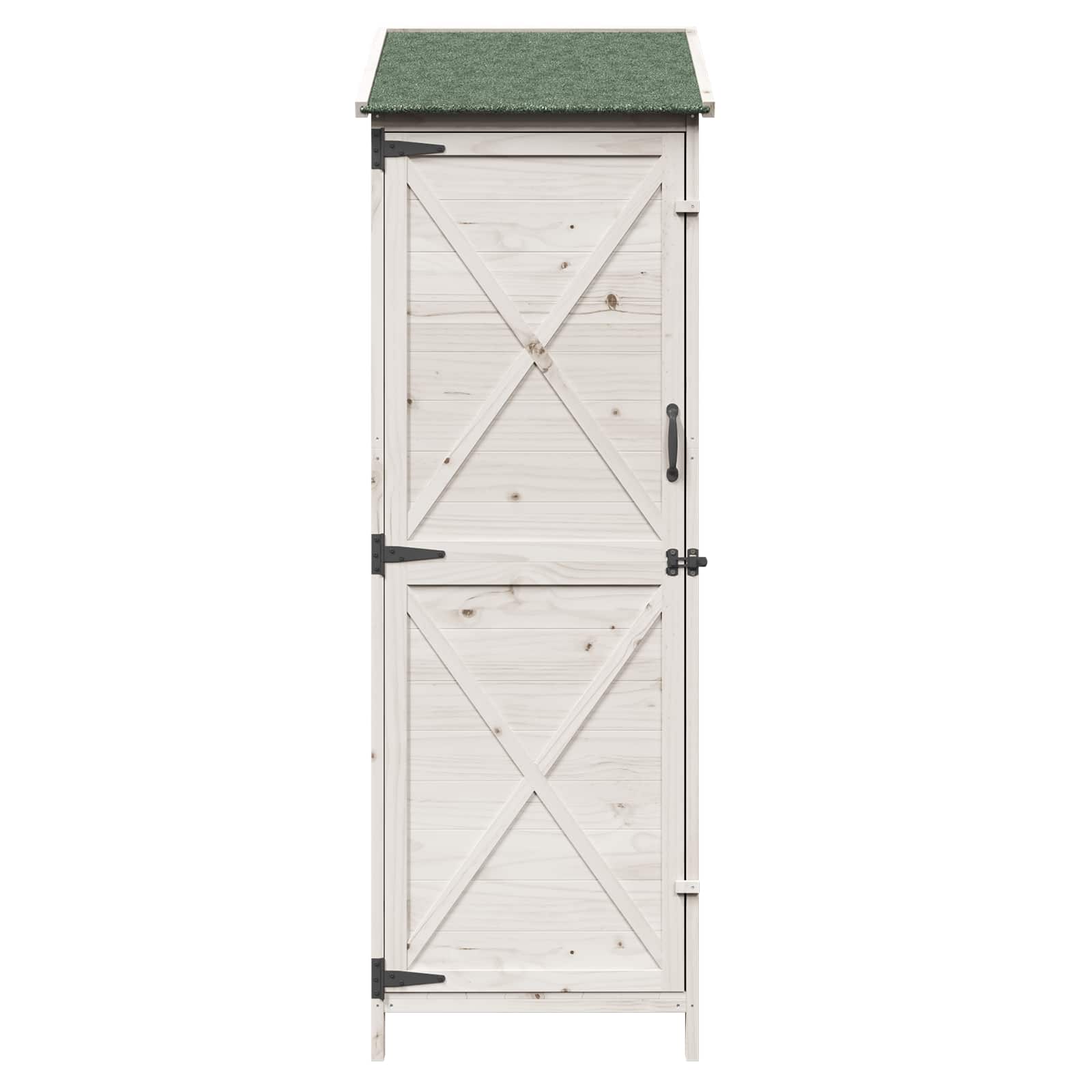 Tuinschuur met dak Wit 59,5 x 56 x 176,5 cm Massief Vurenhout