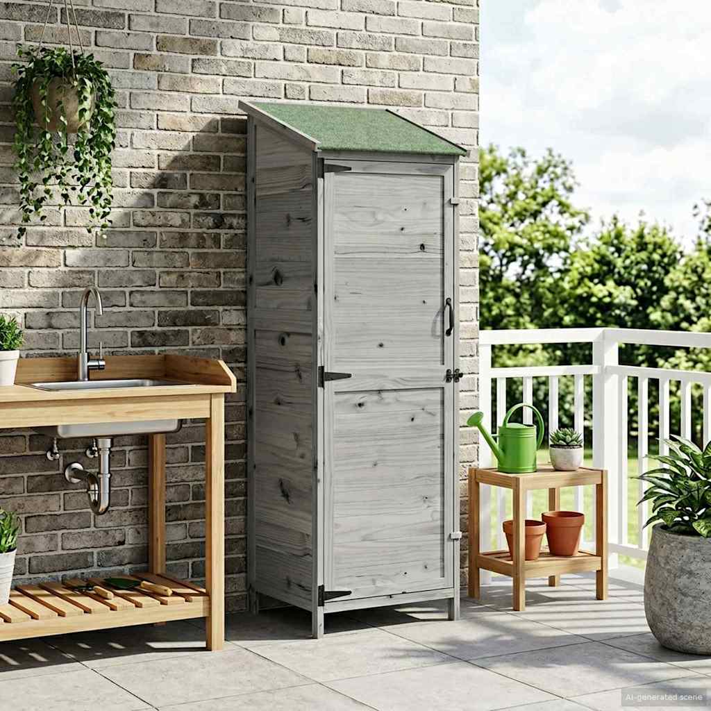 Tuinschuur met dak Grijs 59,5 x 56 x 176,5 cm Massief Vurenhout