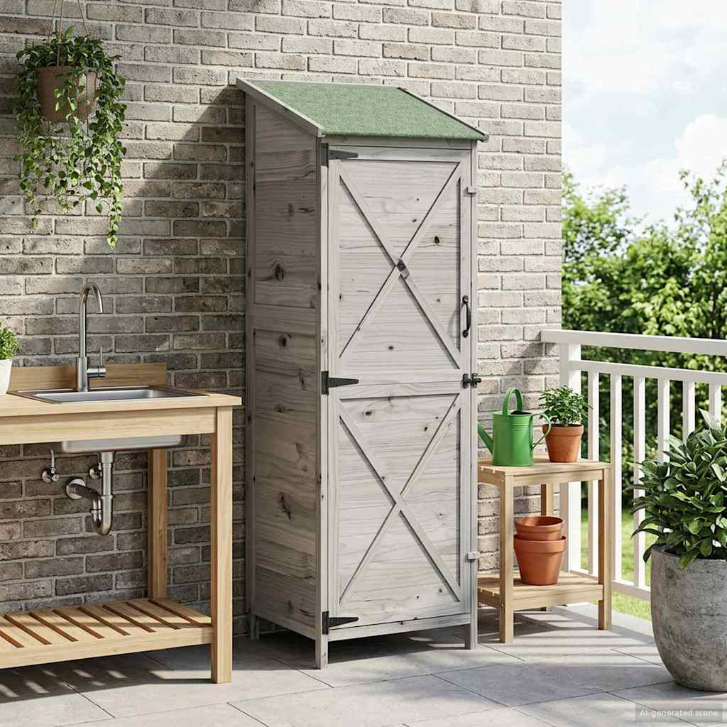 Tuinschuur met dak Grijs 59,5 x 56 x 176,5 cm Massief Vurenhout