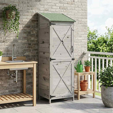 Tuinschuur met dak Grijs 59,5 x 56 x 176,5 cm Massief Vurenhout