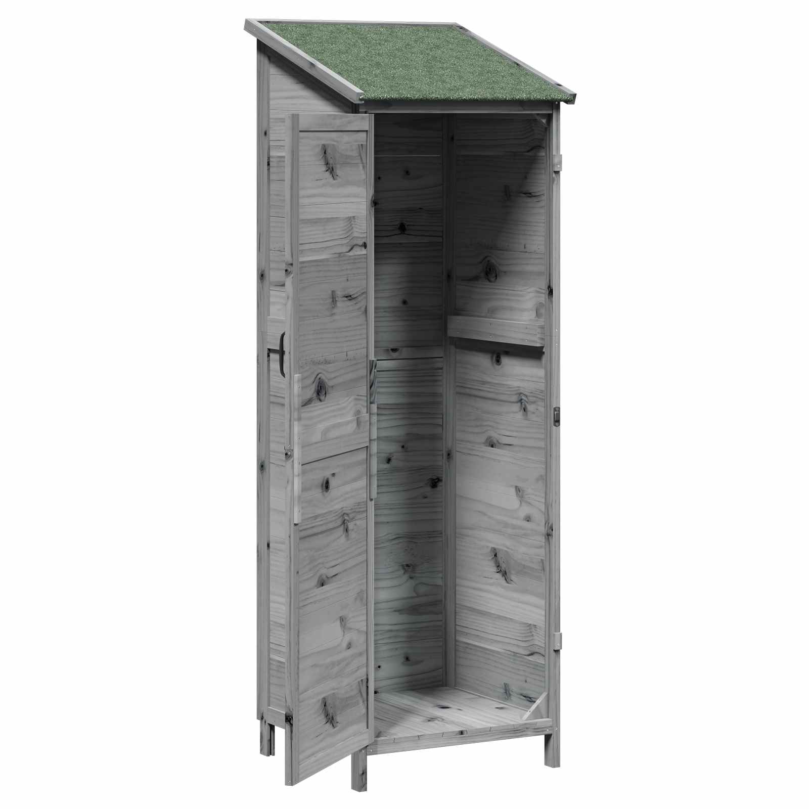 Tuinschuur met dak Grijs 59,5 x 56 x 176,5 cm Massief Vurenhout