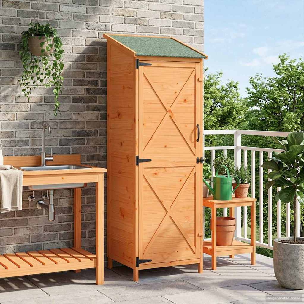 Tuinschuur met dak Bruin 59,5 x 56 x 176,5 cm Massief Vurenhout