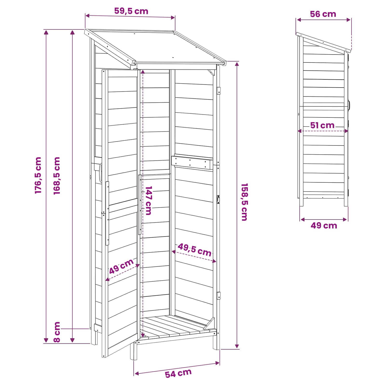 Tuinschuur met dak Bruin 59,5 x 56 x 176,5 cm Massief Vurenhout