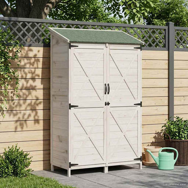 Tuinschuur met dak Wit 106 x 56 x 176,5 cm Massief Vurenhout
