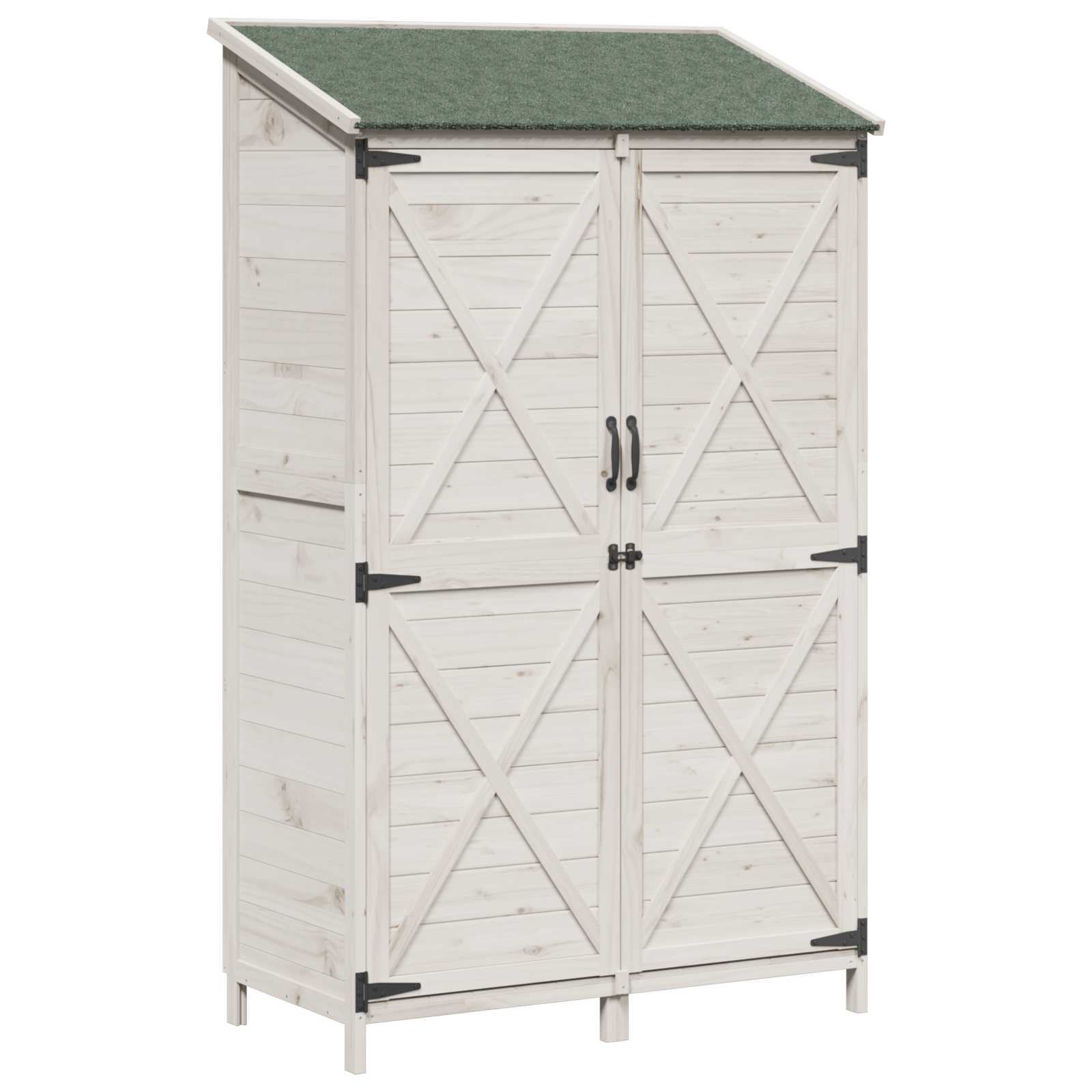 Tuinschuur met dak Wit 106 x 56 x 176,5 cm Massief Vurenhout