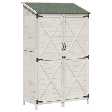 Tuinschuur met dak Wit 106 x 56 x 176,5 cm Massief Vurenhout