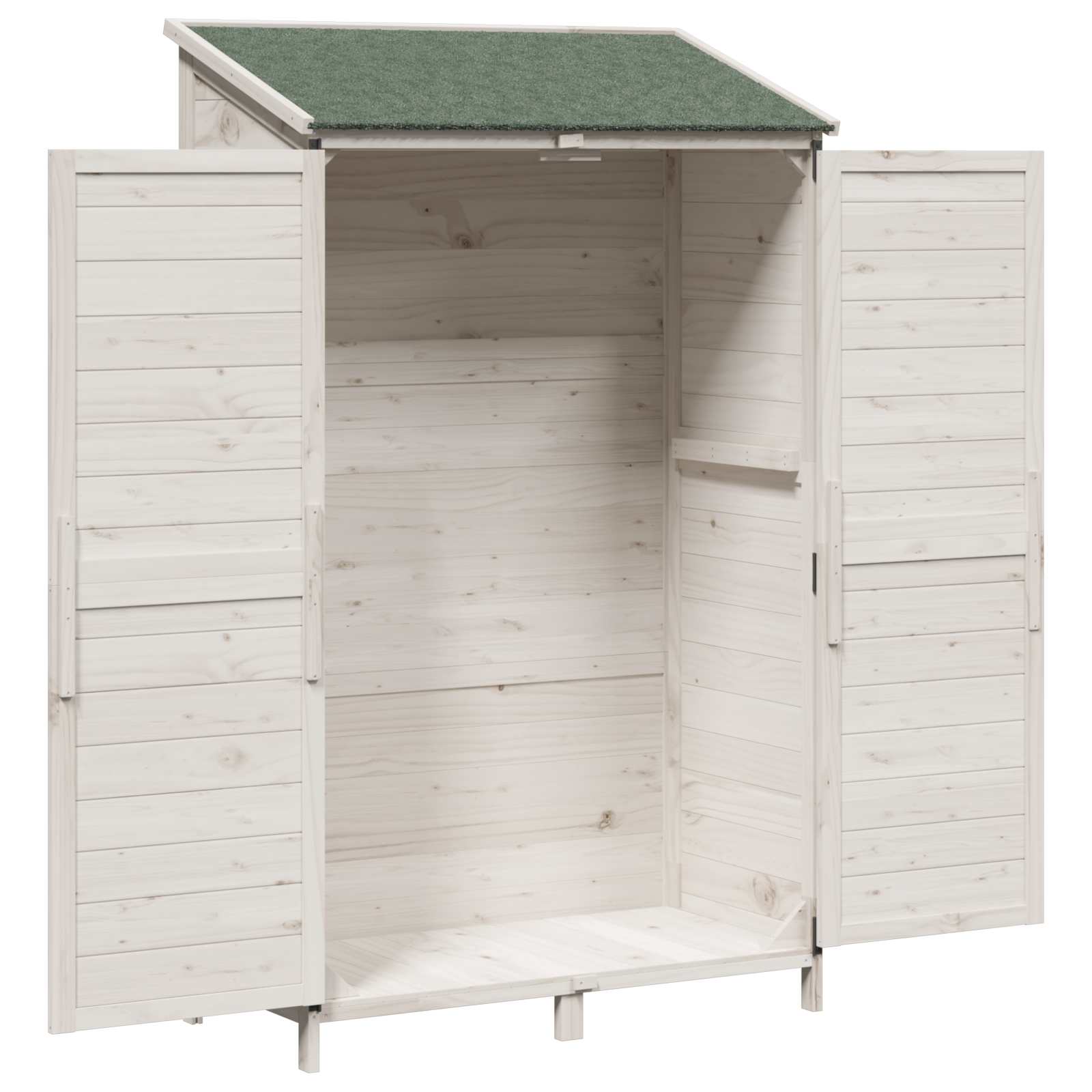 Tuinschuur met dak Wit 106 x 56 x 176,5 cm Massief Vurenhout