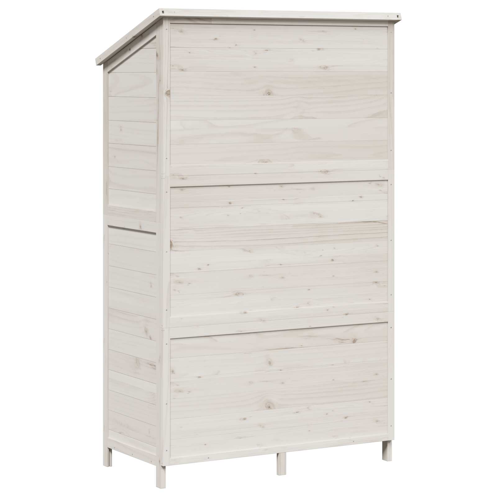 Tuinschuur met dak Wit 106 x 56 x 176,5 cm Massief Vurenhout