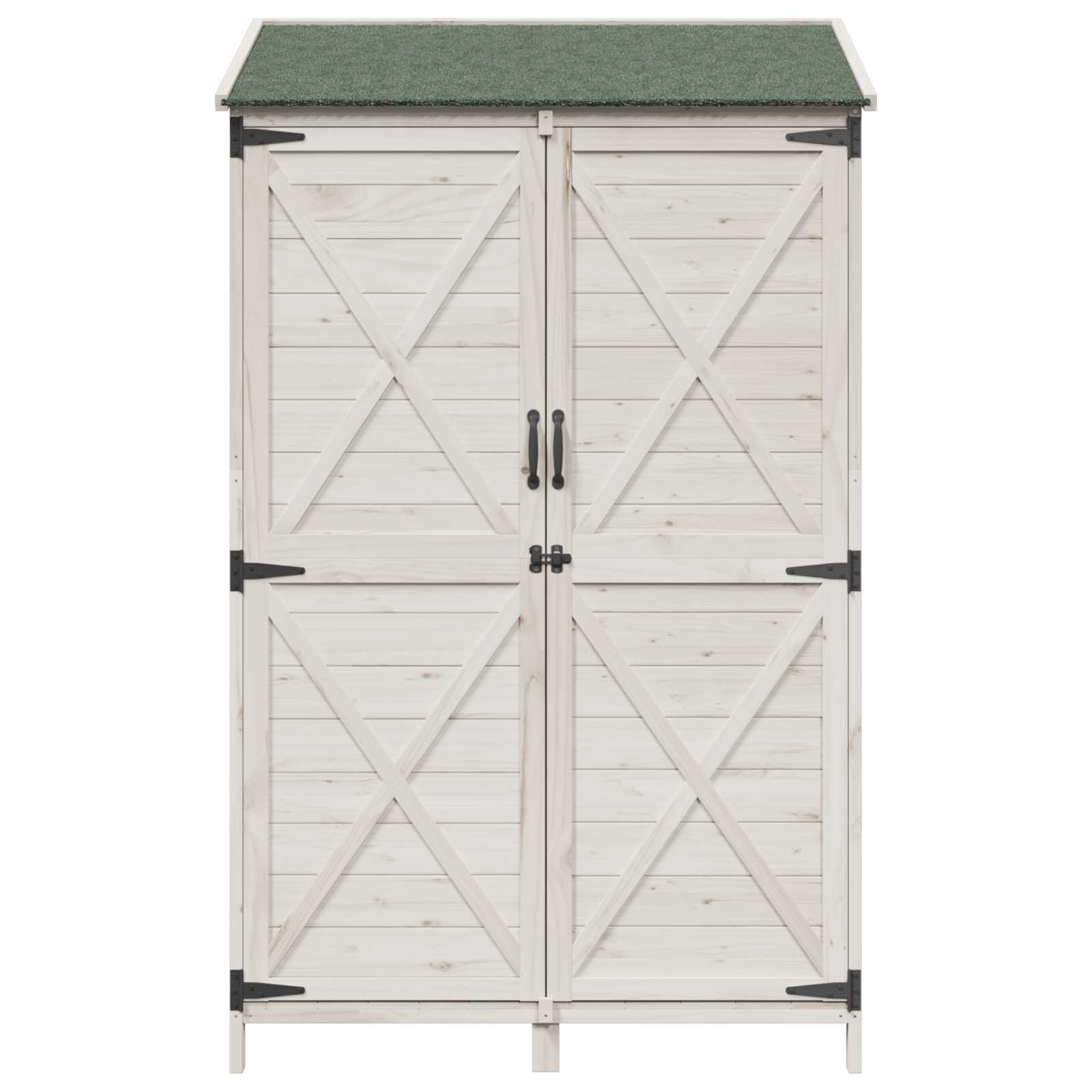 Tuinschuur met dak Wit 106 x 56 x 176,5 cm Massief Vurenhout