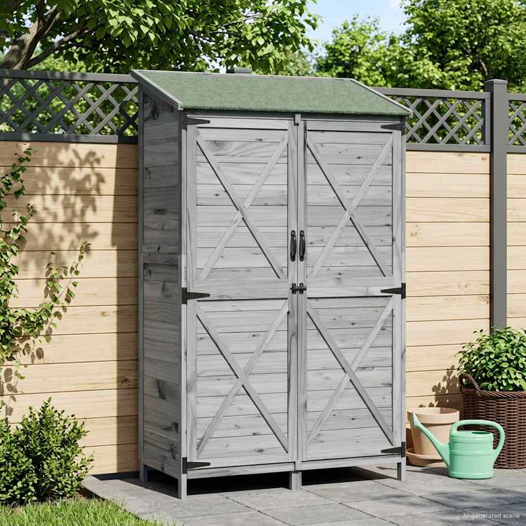 Tuinschuur met dak Grijs 106 x 56 x 176,5 cm Massief Vurenhout