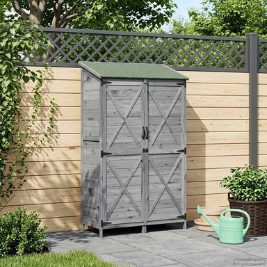 Tuinschuur met dak Grijs 106 x 56 x 176,5 cm Massief Vurenhout