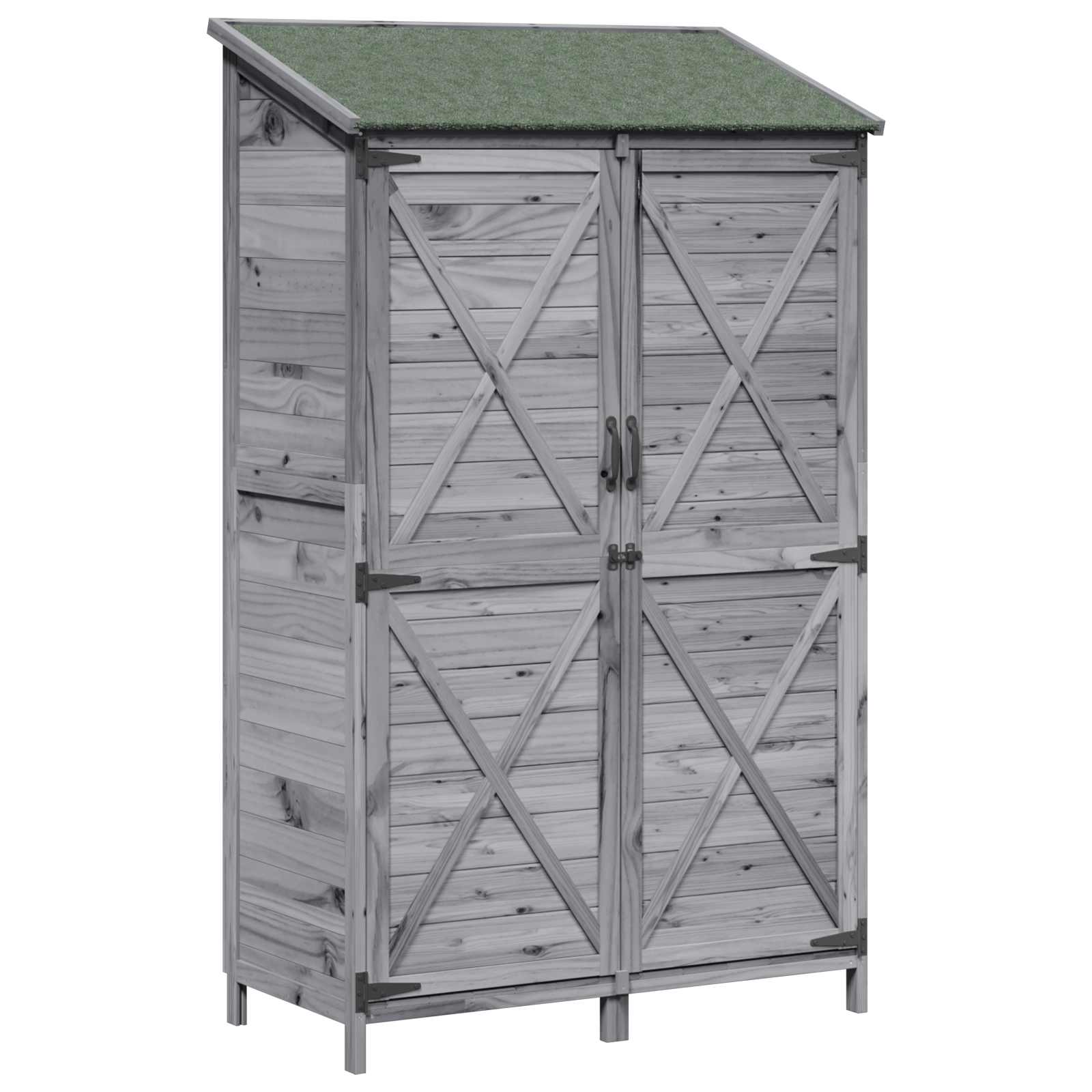 Tuinschuur met dak Grijs 106 x 56 x 176,5 cm Massief Vurenhout