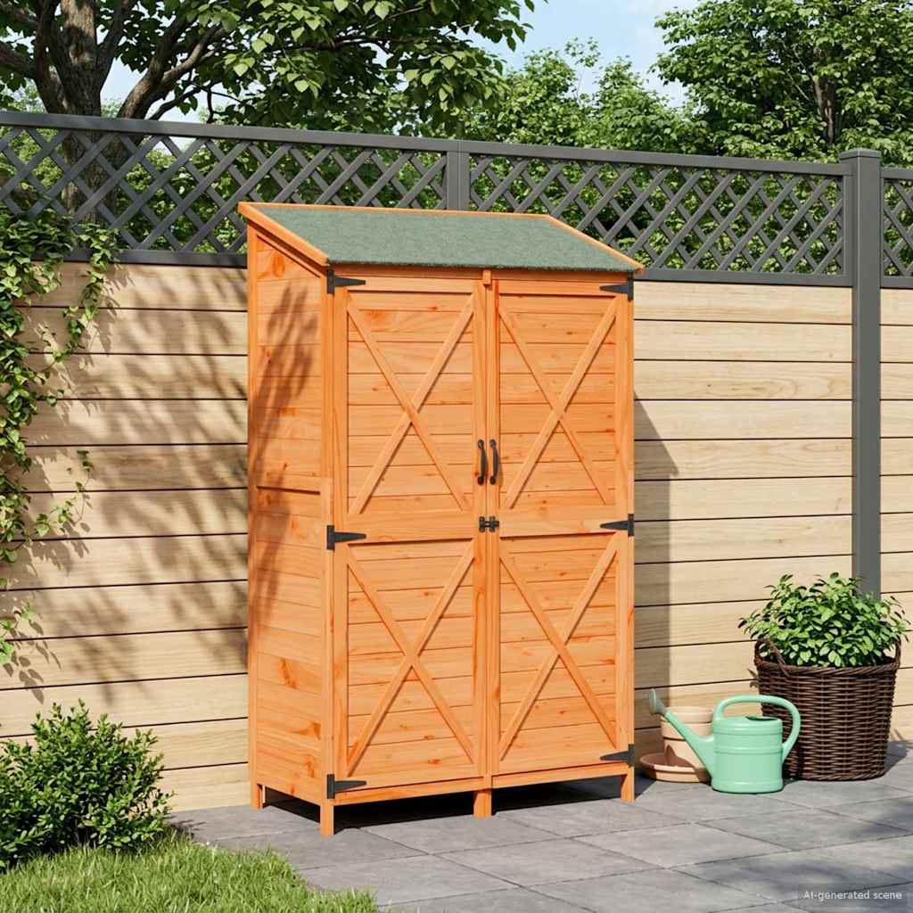 Tuinschuur met dak Bruin 106 x 56 x 176,5 cm Massief Vurenhout