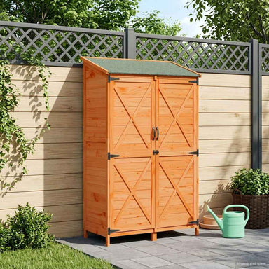 Tuinschuur met dak Bruin 106 x 56 x 176,5 cm Massief Vurenhout