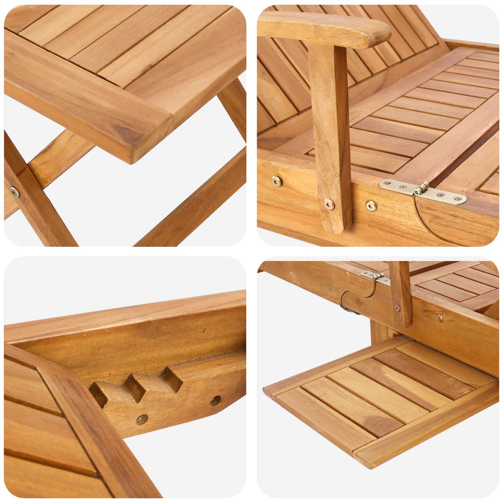 Zonligstoel met Tafel Massief Teakhout Bruin