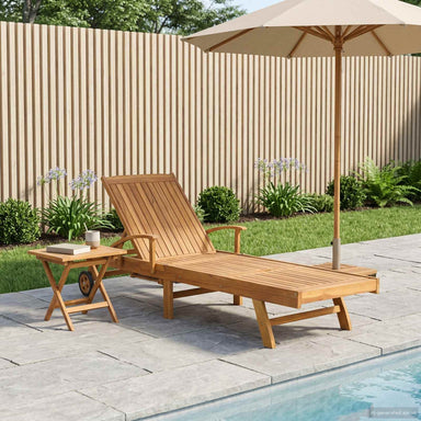 Zonligstoel met Tafel Massief Teakhout Bruin