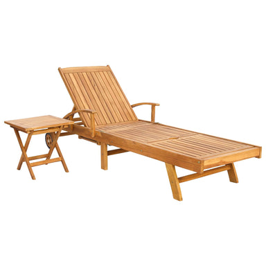 Zonligstoel met Tafel Massief Teakhout Bruin