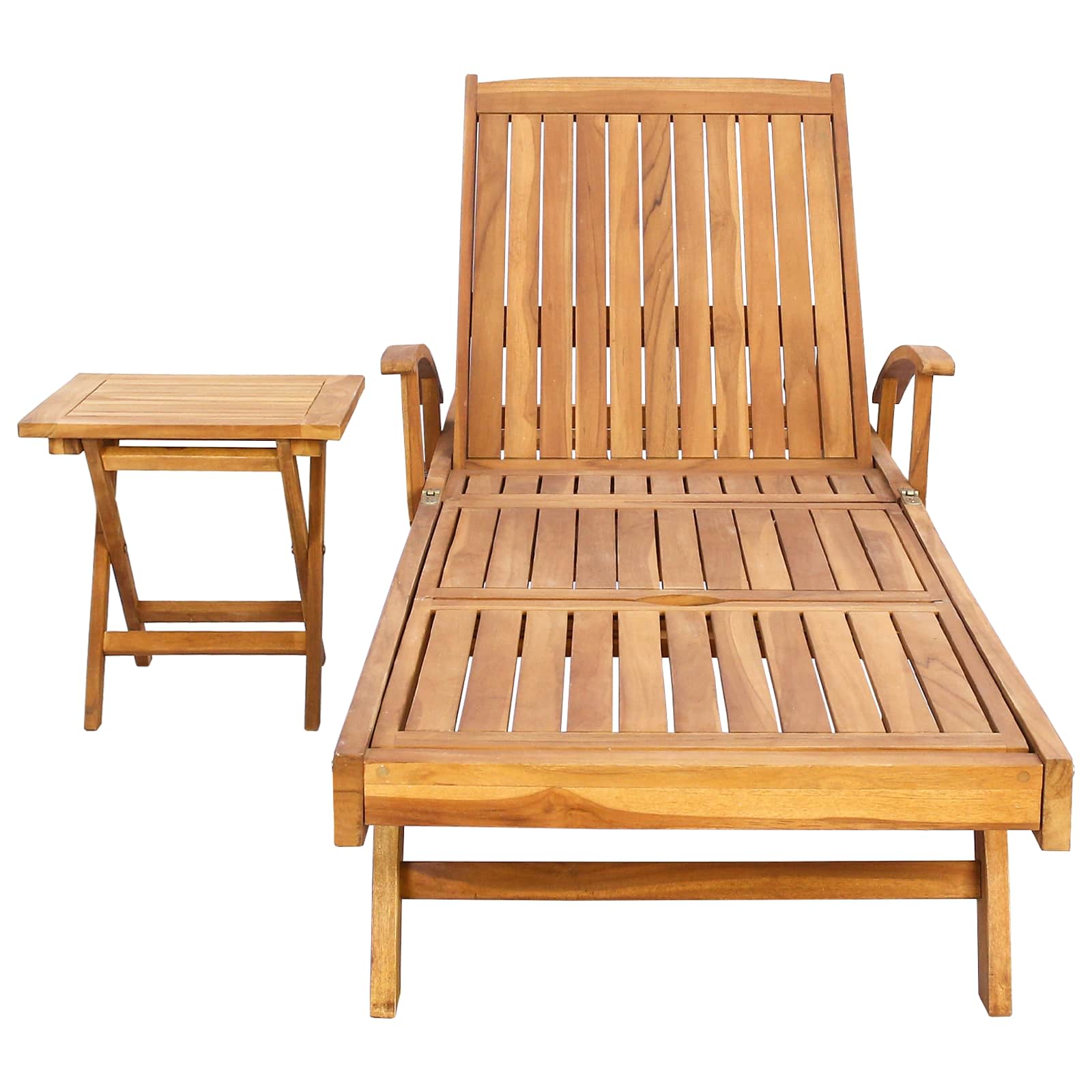 Zonligstoel met Tafel Massief Teakhout Bruin