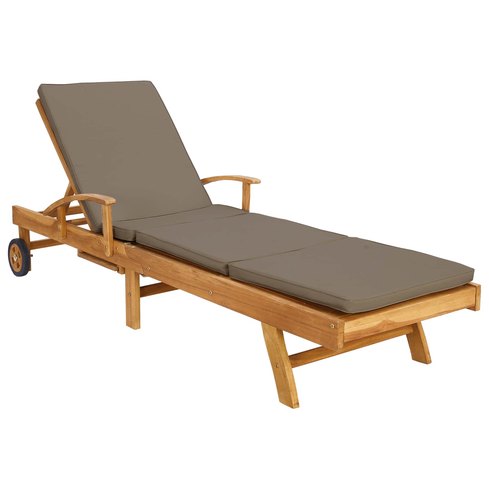Ligstoel met Kussen 100% Polyester Massief Teak