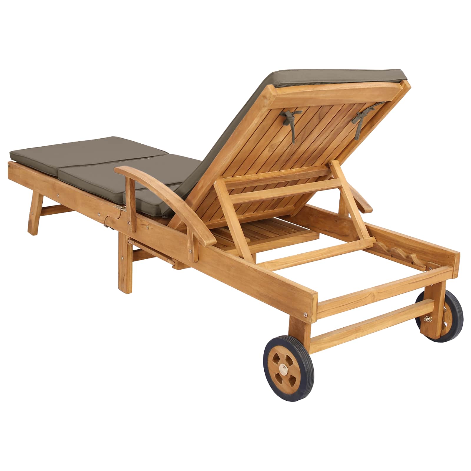 Ligstoel met Kussen 100% Polyester Massief Teak