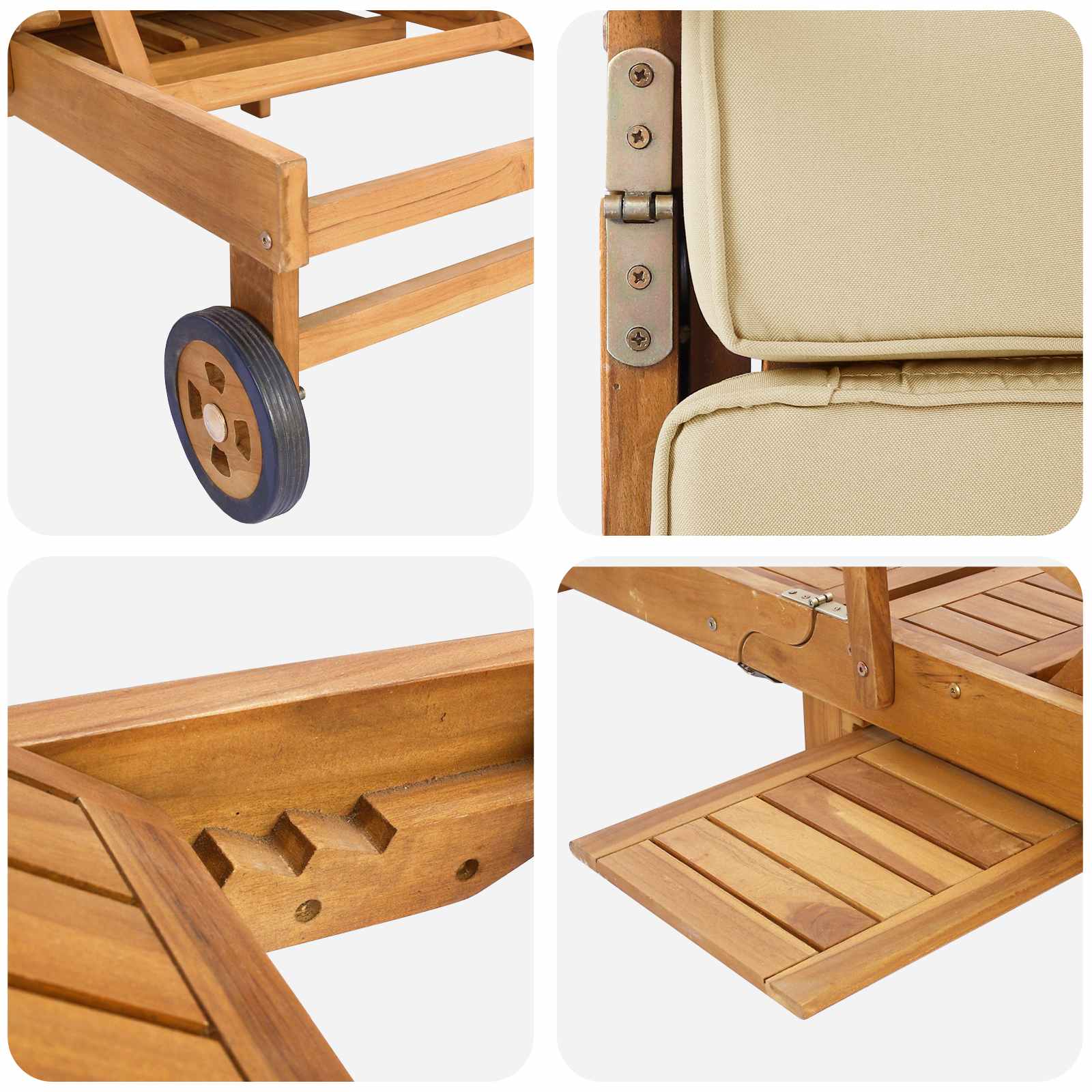 Ligstoel met Kussen 100% Polyester Massief Teak