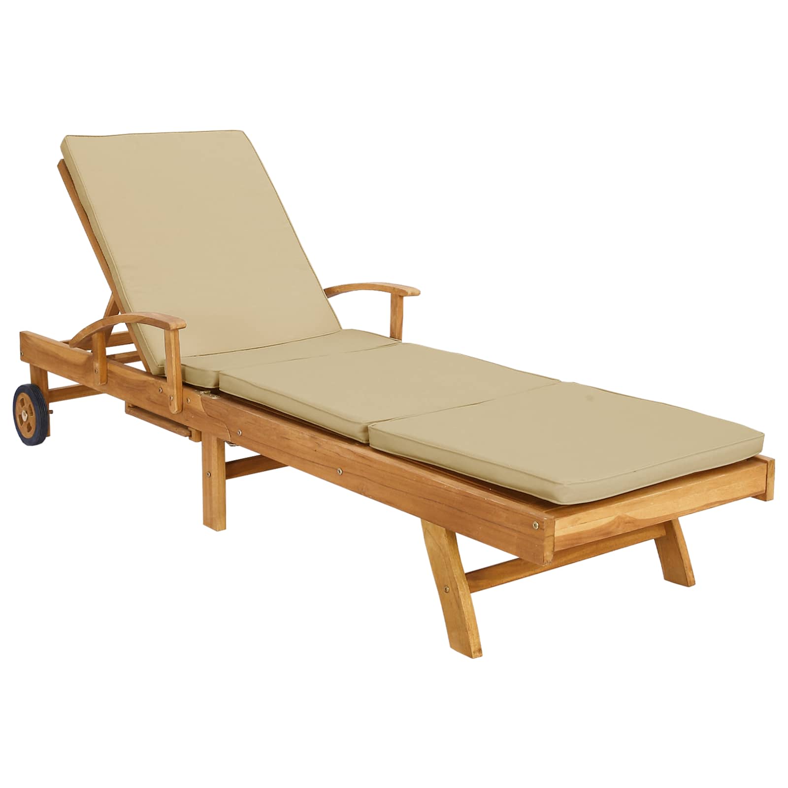 Ligstoel met Kussen 100% Polyester Massief Teak