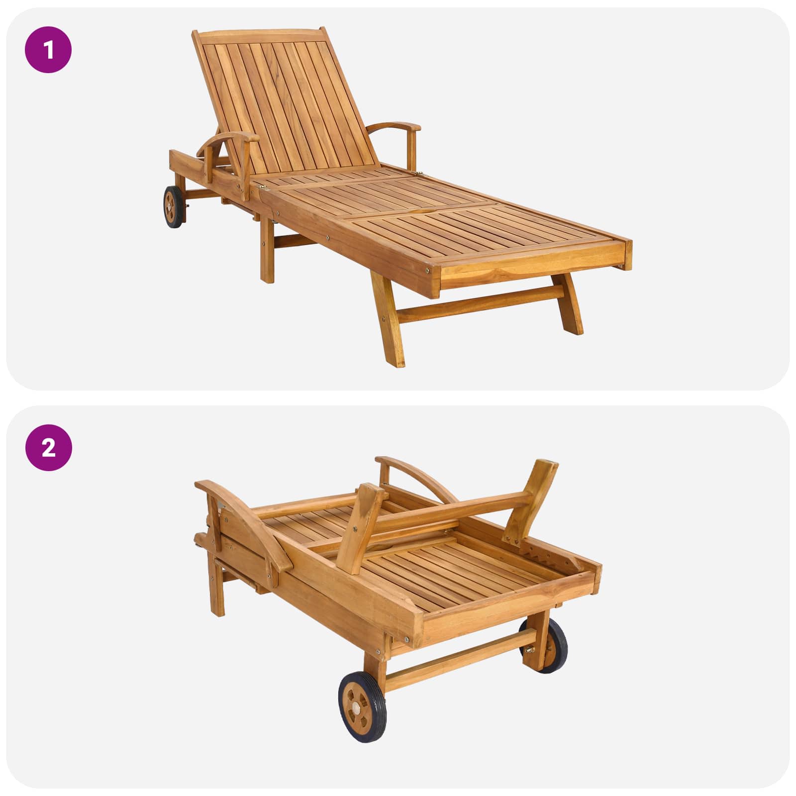 Ligstoel met Kussen 100% Polyester Massief Teak