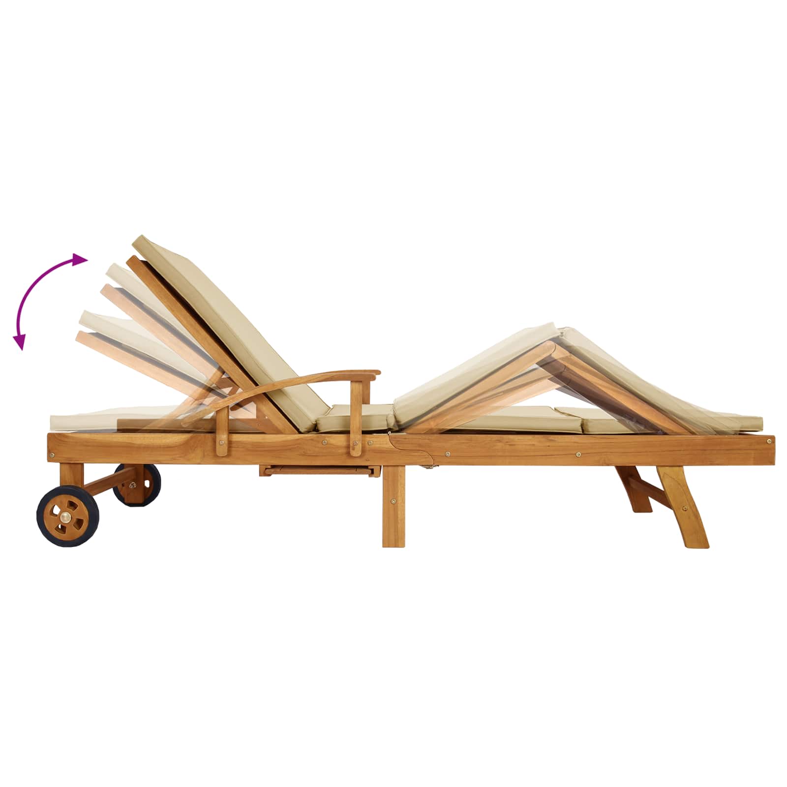 Ligstoel met Kussen 100% Polyester Massief Teak