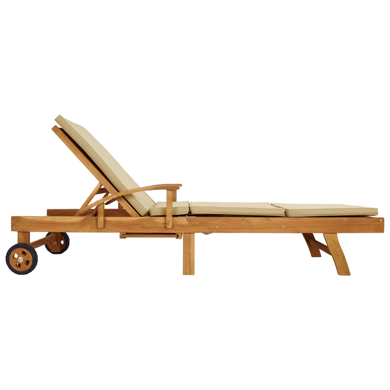 Ligstoel met Kussen 100% Polyester Massief Teak