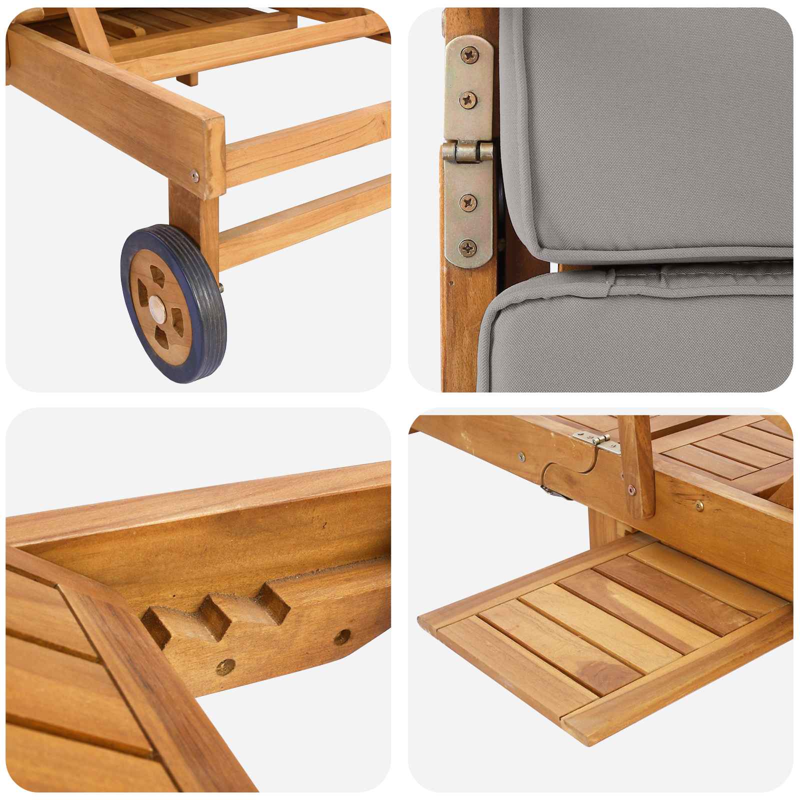 Ligstoel met Kussen 100% Polyester Massief Teak