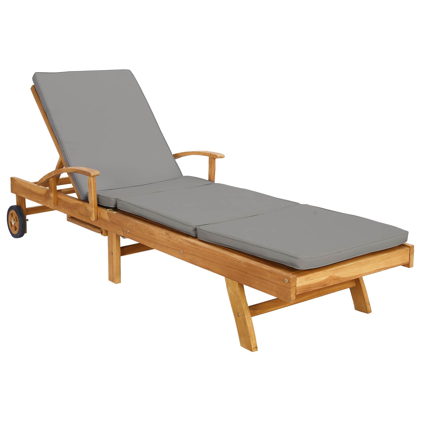 Ligstoel met Kussen 100% Polyester Massief Teak
