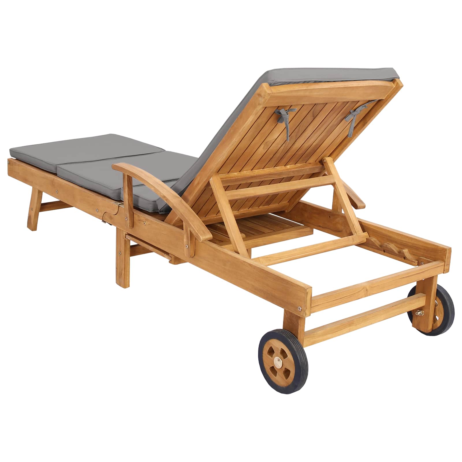 Ligstoel met Kussen 100% Polyester Massief Teak
