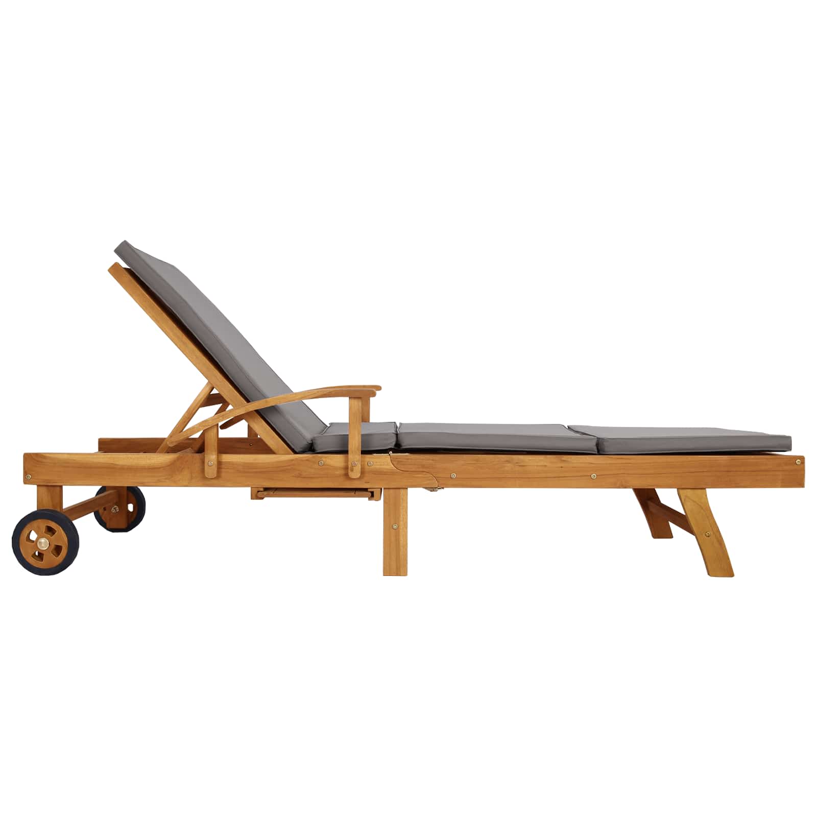 Ligstoel met Kussen 100% Polyester Massief Teak