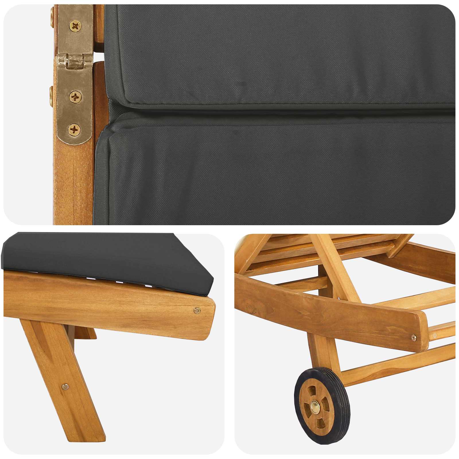 Ligstoel Polyester Bruin en Donkergrijs