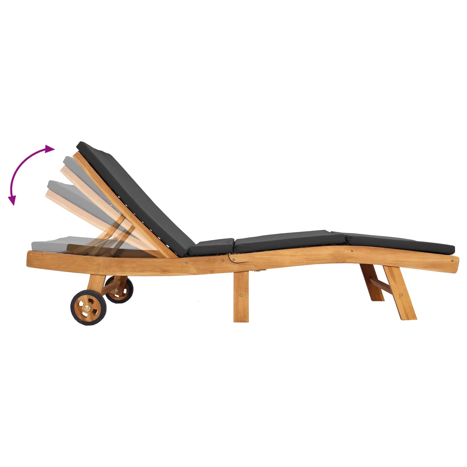 Ligstoel Polyester Bruin en Donkergrijs